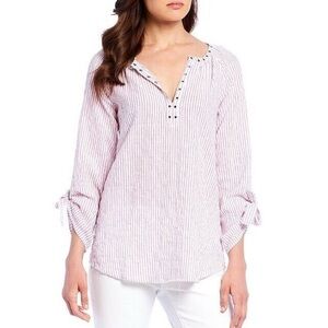 MICHAEL MICHAEL KORS NWT Grommet Popover Top Size Small in Red and White Stripe